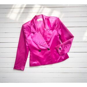 hot pink jacket 80s‎ 90s vintage Diane Von Furstenburg DVF pink satin blazer